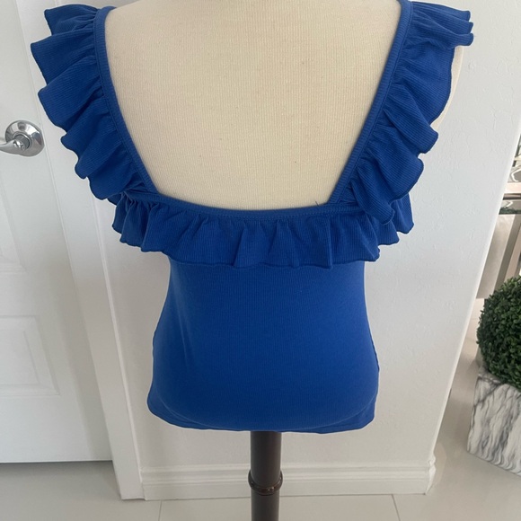Blue Ruffled Women's Top - Picture 2 of 2